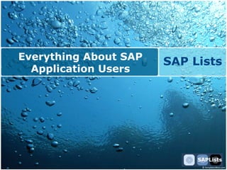 Everything About SAP
                       SAP Lists
  Application Users




                            SAPLists
 
