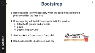 TECHNOLOGY
Bootstrap
❖ Bootstrapping is only necessary when the build infrastructure is
provisioned for the first time
❖ B...