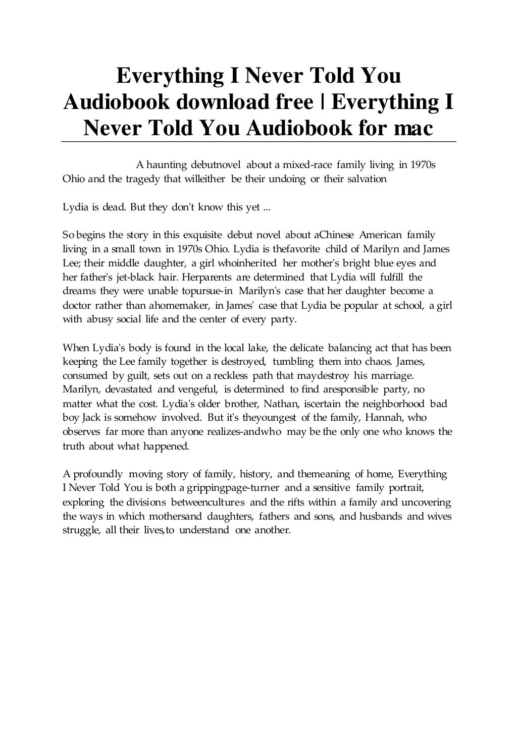 Everything I Never Told You Audiobook download free Everything I Ne… Everything I Never Told You Audiobook download free Everything I Ne…