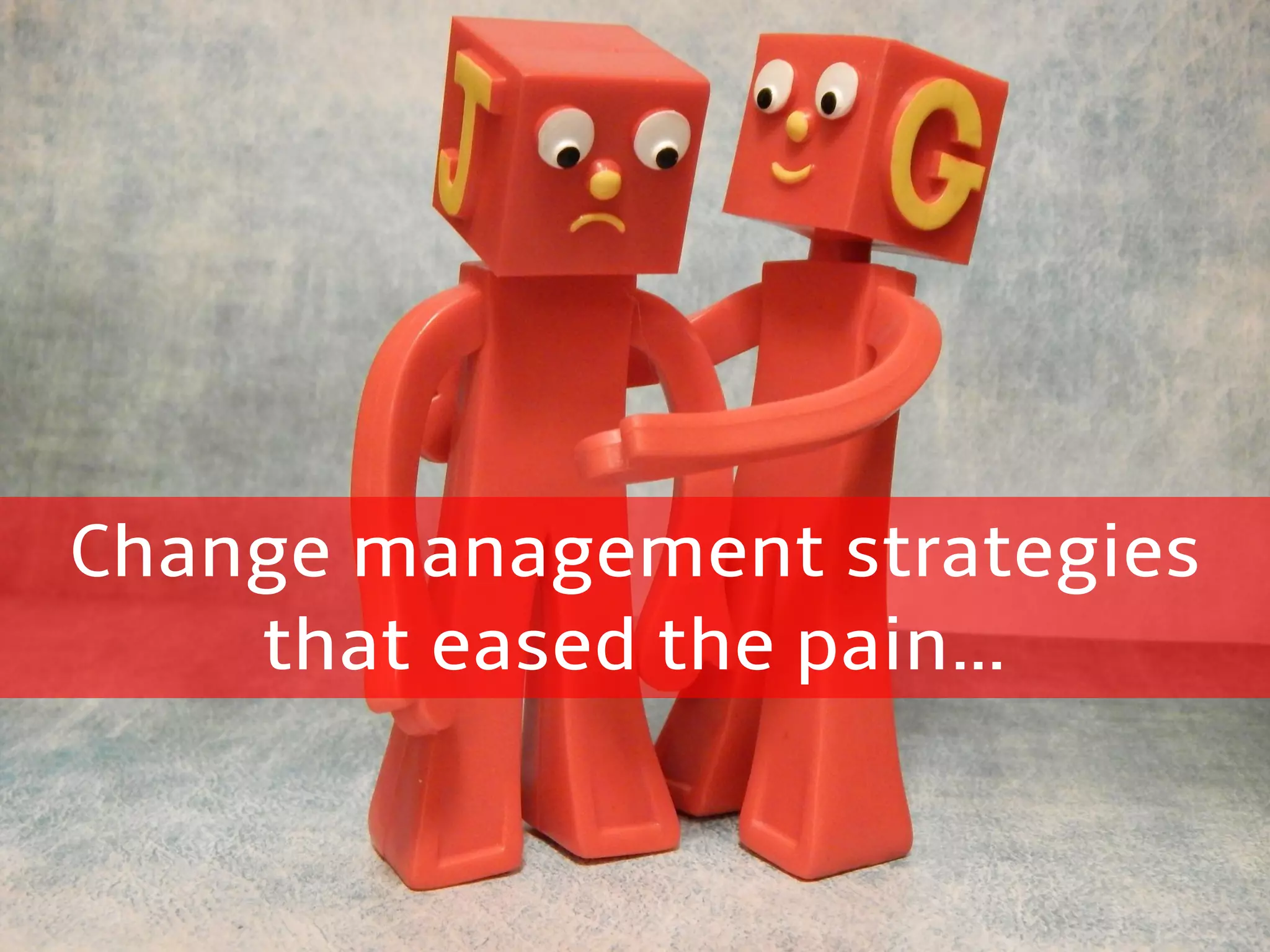 Change management strategies
that eased the pain…
 