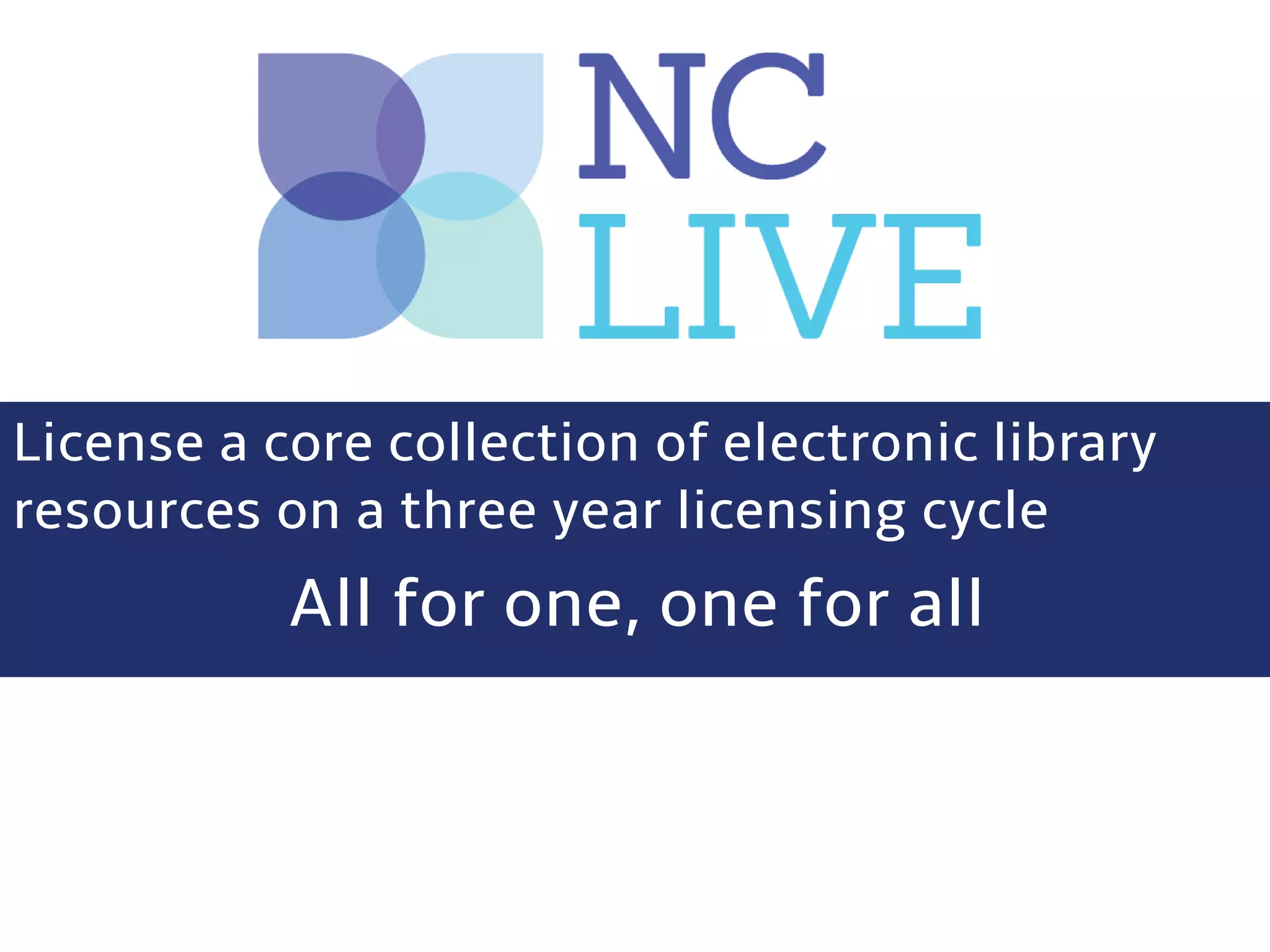 License a core collection of electronic library
resources on a three year licensing cycle
All for one, one for all
 