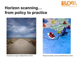 Horizon scanning… from policy to practice Peeps and whale, survive by Phil Romans on Flickr How blue can it get, by Rietje Swart on Flickr 
