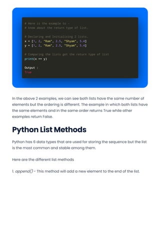 Everything Technical on List in Python-- | PDF