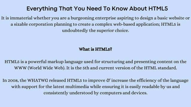 Everything That You Need To Know About HTML5 | PPT