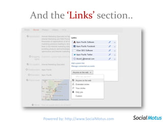 And the ‘Links’ section..Powered by: http://www.SocialMotus.com