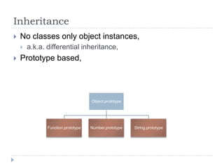 InheritanceNo classes only object instances,a.k.a. differential inheritance,Prototype based,