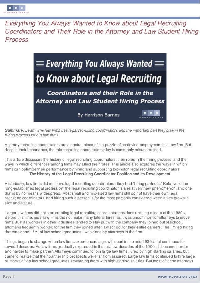 Everything You Always Wanted to Know about Legal Recruiting