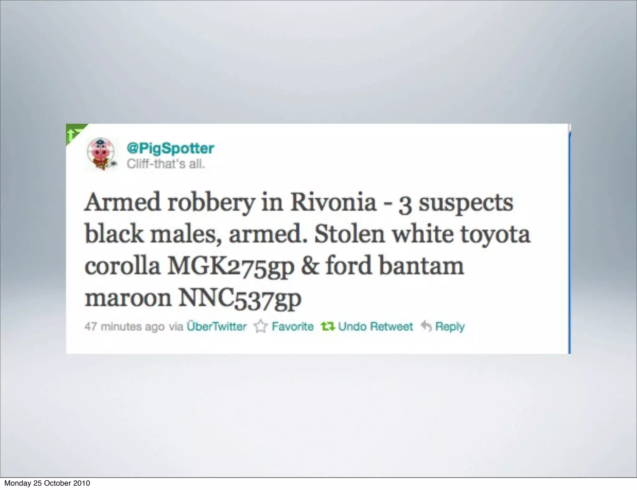 Monday 25 October 2010
 