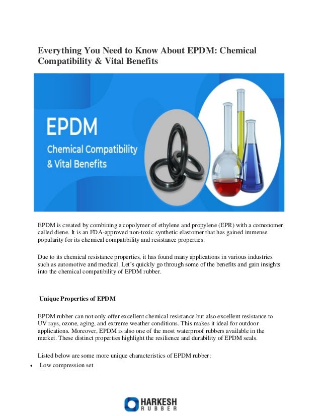 Everything You Need to Know About EPDM Chemical Compatibility & Vital