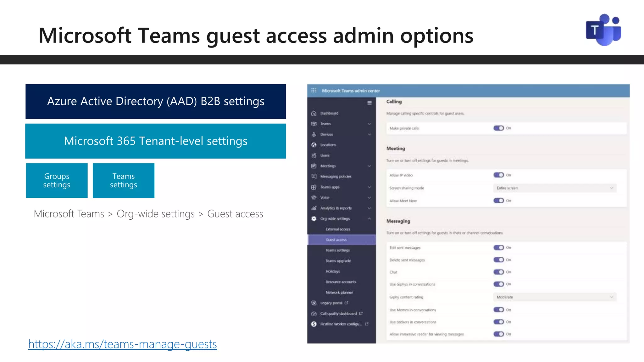 Microsoft Teams > Org-wide settings > Guest access
https://aka.ms/teams-manage-guests
 