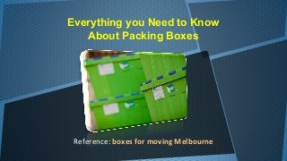 Everything you Need to Know
About Packing Boxes
Reference: boxes for moving Melbourne
 
