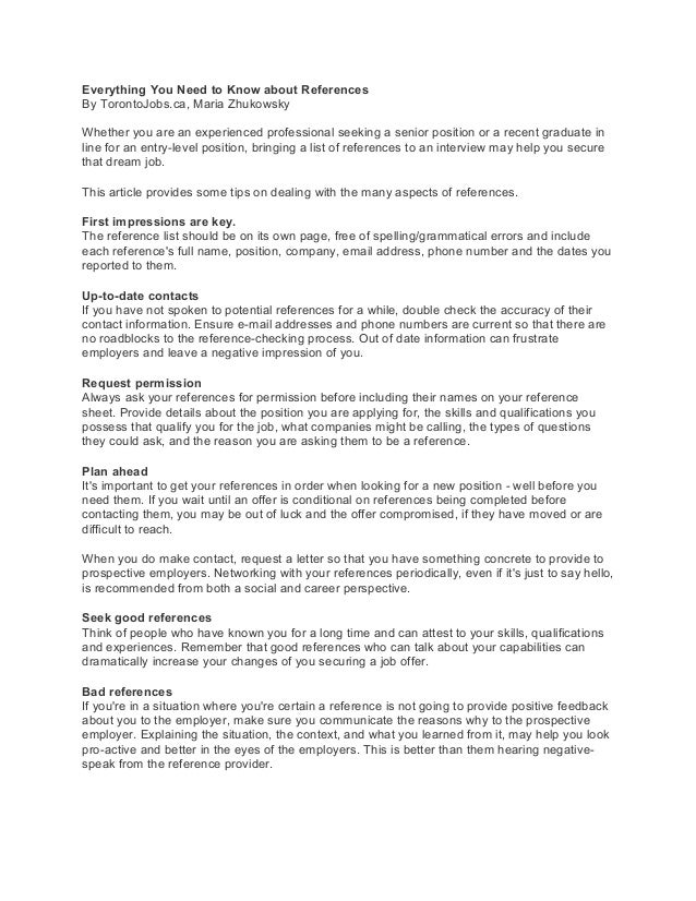 everything you need to know about references reference contact sheet