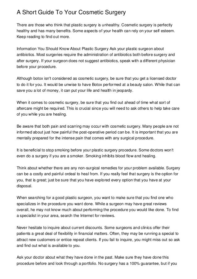 Reaction paper about plastic surgery picture