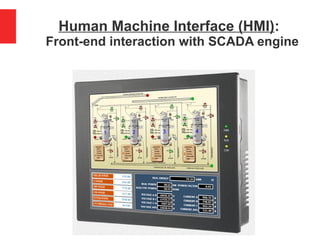 Human Machine Interface (HMI):
Front-end interaction with SCADA engine
 