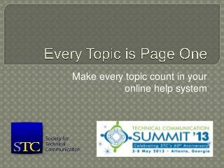 Make every topic count in your
online help system
 