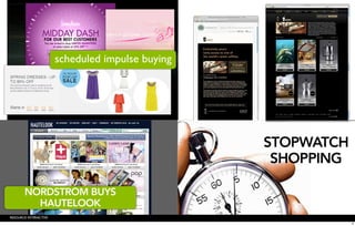scheduled impulse buying




                                                  STOPWATCH
                                                   SHOPPING

       NORDSTROM BUYS
         HAUTELOOK
RESOURCE INTERACTIVE
                                                              6
 