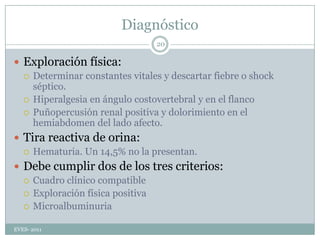Pensar en causas gastrointestinales: hemorragias y/o perforaciónHipocondrio derecho:Dolor cólico irradiado abdomen y a espalda con náuseas y vómitos: xxxxxxxx