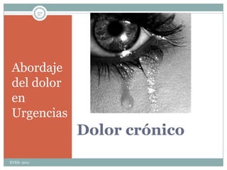 CefaleaEnfocado como síntoma, el dolor de cabeza puede ser la manifestación de un proceso evidenciable anatómica o funcionalmente (cefalea secundaria) o suponer la principal característica de un proceso mórbido cuya causa última no podremos determinar con una imagen o un parámetro (cefalea primaria).La clave diagnóstica es la realización de una buena anamnesis y una exploración física adecuada. Es necesario descartar unas «señales de alarma»EVES- 201127