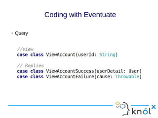  Query
Coding with Eventuate
 