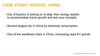 CASE STUDY: SUZHOU, CHINA
 City of Suzhou is looking to re-align their energy system
to accommodate future growth and test new concepts
 Second largest city in China by electricity consumption
 One of the wealthiest cities in China, witnessing rapid EV growth
 