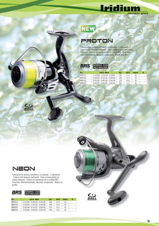 NEW
                                                                                               W

                                                                                           Fabricación en grafito y resistente a la corrosión · 1 rodamiento ·
                                                                                           Sistema anti-retroceso multipunto · Freno microajustable con muelle
                                                                                           integrado · Sistema de equilibrado de la cazoleta BRS · Guía-hilos
                                                                                           sobredimensionado · Manivela compensada · Bobina de grafito.




                                                                                           REF.                    CAPAC. MM/M              GRS.        RATIO    ENVASE   €
                                                                                           QPRF151          0.12/200 - 0.15/130 - 0.18/90   245         5.5:1     20
                                                                                           QPRF301         0.20/200 - 0.25/150 - 0.30/100   290         5.2:1     20
                                                                                           QPRF501         0.35/180 - 0.40/140 - 0.50/100   370         4.4:1     20
                                                                                           QPRF601         0.35/250 - 0.40/200 - 0.45/160   395         5.2:1     20




     Fabricación en grafito y resistente a la corrosión · 1 rodamiento
     · Sistema anti-retroceso multipunto · Freno microajustable con
     muelle integrado · Sistema de equilibrado de la cazoleta BRS ·
     Guía-hilos sobredimensionado · Manivela compensada · Bobina de
     grafito




     REF.                  CAPAC. MM/M              GRS.      RATIO      ENVASE   €
     QNER201       0.15/180 - 0.18/150 - 0.20/100    266      5.5:1       20
     QNER301       0.20/200 - 0.25/150 - 0.30/100    299      5.5:1       20
     QNER401       0.30/180 - 0.35/120 - 0.40/100    315      5.5:1       20
     QNER501       0.35/180 - 0.40/140 - 0.50/100    430      5.2:1       20




                                                                                                                                                                              95

23                   22                              21                               20                          19                               18                         17
 