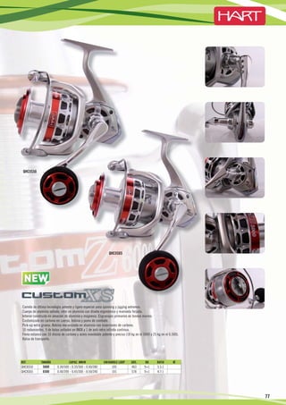 QHCXS50




                                                                    QHCXS65




       NEW
         W

     Carrete de última tecnología potente y ligero especial para spinning y jigging extremos.
     Cuerpo de aluminio sellado, rotor en aluminio con diseño ergonómico y manivela forjada.
     Interior construido en aleación de aluminio y magnesio. Engranajes primarios en bronce marino.
     Customizado en carbono en cuerpo, bobina y pomo de combate.
     Pick-up extra grueso. Bobina mecanizada en aluminio con inserciones de carbono.
     10 rodamientos, 9 de bolas sellados en INOX y 1 de anti-retro infinito continuo.
     Freno estanco con 10 discos de carbono y acero inoxidable potente y preciso (18 kg en el 5000 y 25 kg en el 6.500).
     Bolsa de transporte.




     REF.         TAMAÑO               CAPAC. MM/M              CM/HANDLE LOOP       GRS.      BB       RATIO      €
     QHCXS50        5000      0.30/500 - 0.35/360 - 0.40/280          105            463      9+1       5.5:1
     QHCXS65        6500      0.40/390 - 0.45/300 - 0.50/240          101            578      9+1       4.7:1




                                                                                                                                 77

23                   22                               21                              20                               19   18   17
 