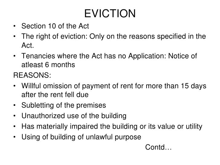Eviction under tamilnadu rent control act