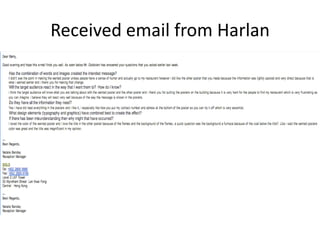 Received email from Harlan
 