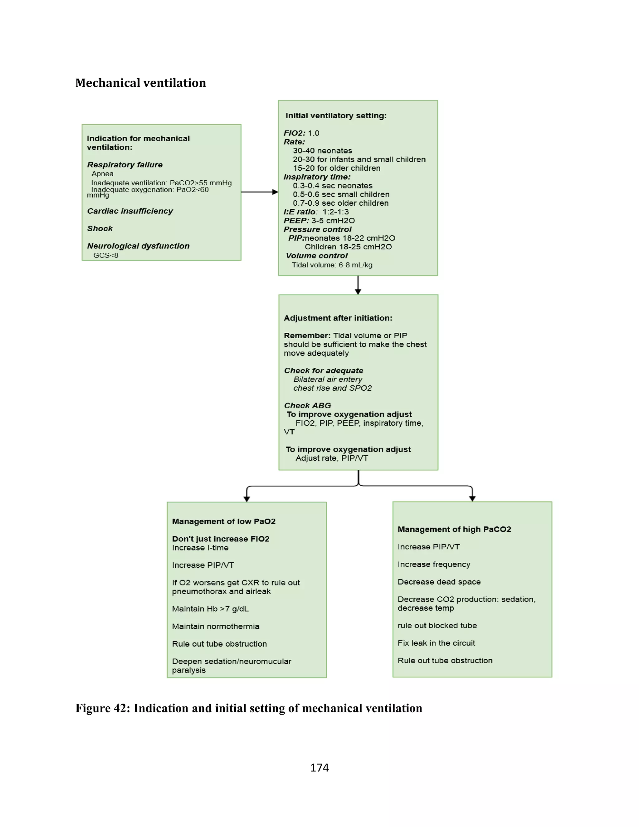 174
Mechanical ventilation
Figure 42: Indication and initial setting of mechanical ventilation
 