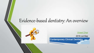 Evidence-based dentistry: An overview
Vineet Dhar
2016 Jul-Sep
1
 