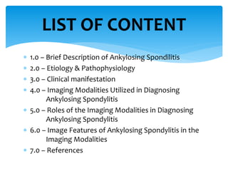 Evidence Based Practice in Medical Imaging- Ankylosing Spondylitis | PPTX