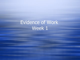Evidence of Work  Week 1 