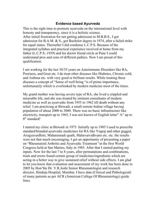 Evidence Based Ayurveda Doc