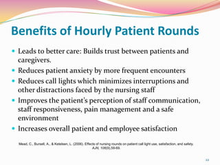 Evidence based practice hourly rounds power point better | PPTX