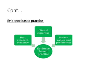 Cont...
Evidence based practice
 
