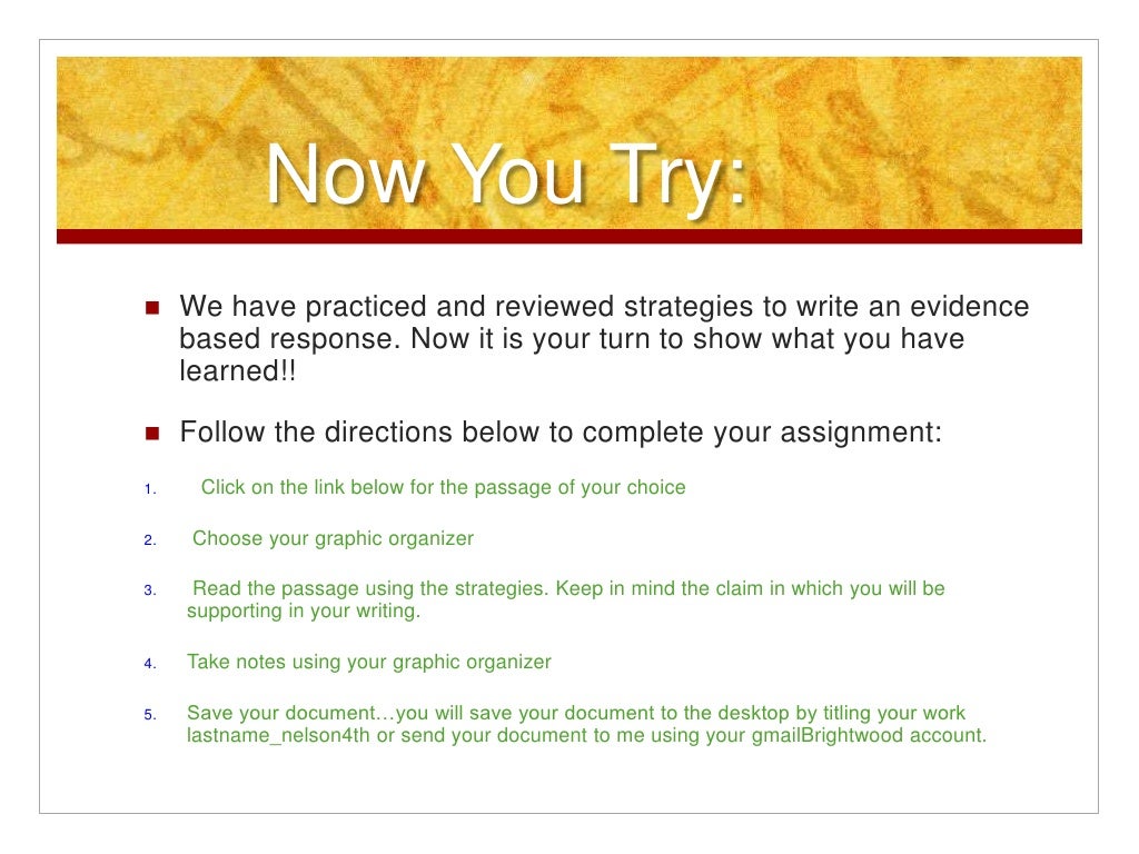 Evidence based writing powerpoint