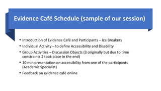 Evidence cafes: lessons from an online workshop 30.06.2020