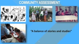 Types of community assessment
HEALTH
ASSESSMENT
Describes health
status NEEDS ASSESSMENT
Defines needs related to
actual o...