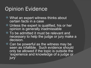 Evidence In The Criminal Courts | PPT