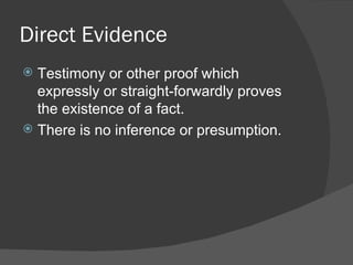 Evidence In The Criminal Courts | PPT