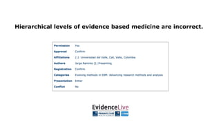 Hierarchical levels of evidence based medicine are incorrect.
 