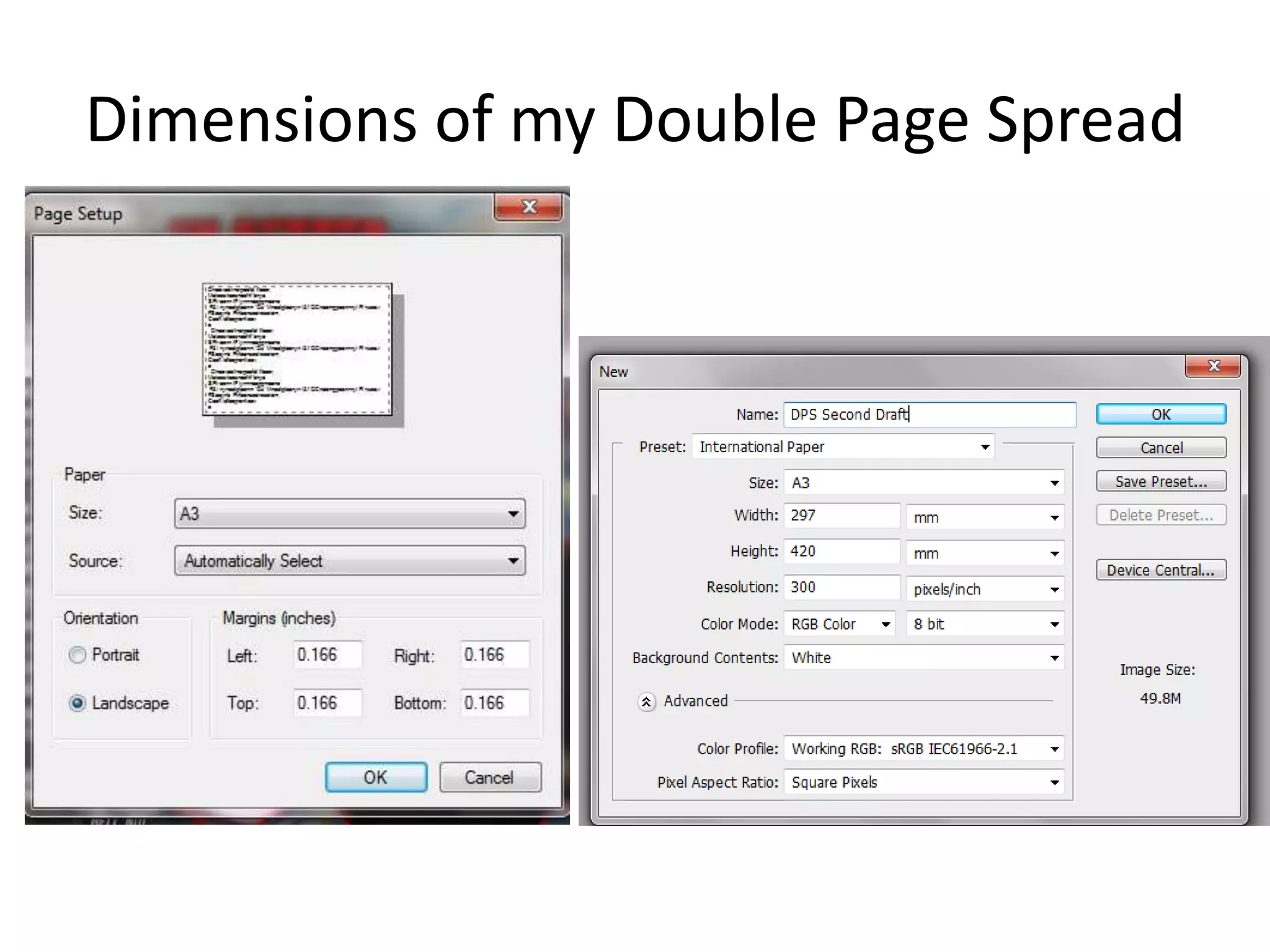 Dimensions of my Double Page Spread
 