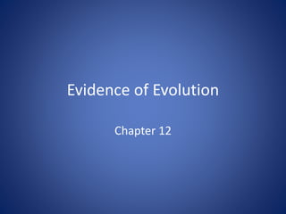 Evidence of Evolution
Chapter 12
 