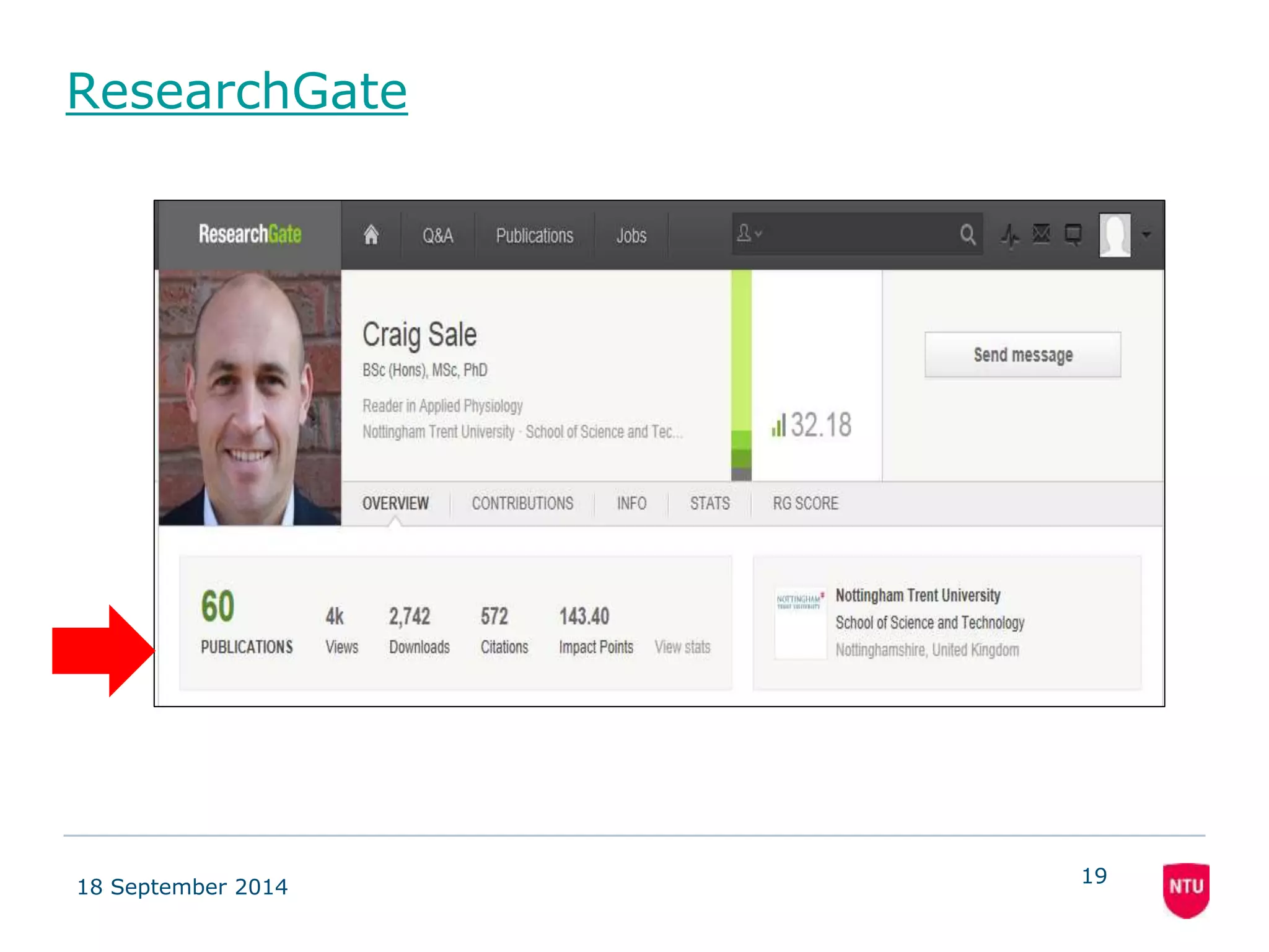 ResearchGate 
18 September 2014 
19 
 