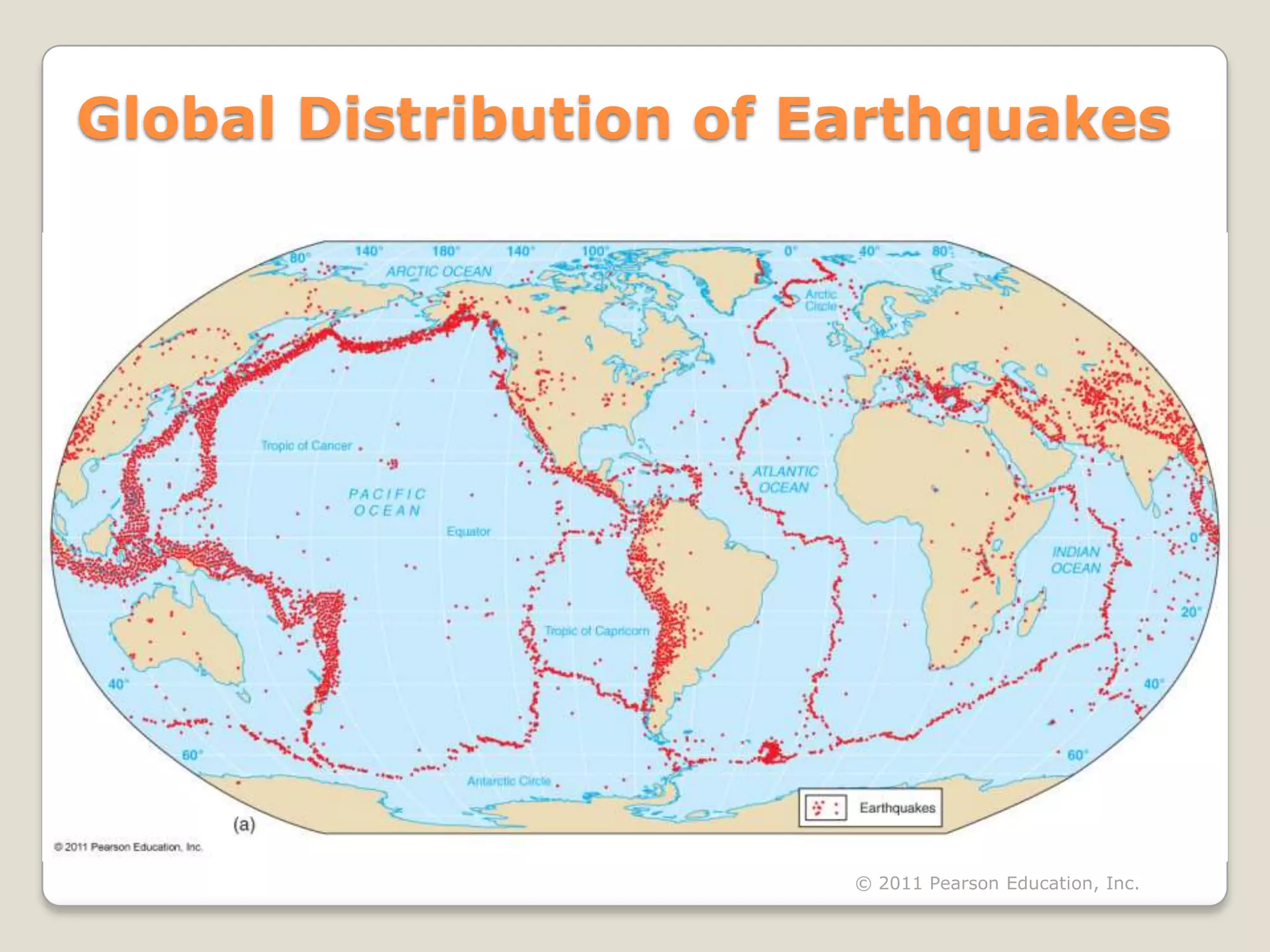 Global Distribution of Earthquakes




                        © 2011 Pearson Education, Inc.
 