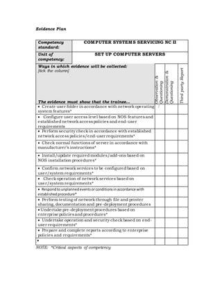Evidence Server Evidence plan | DOCX