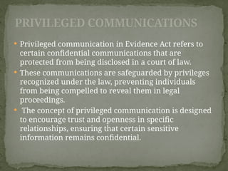 ALL COMMUNICATIONS UNDER EIDENCE ACT OF INDIA | PPTX