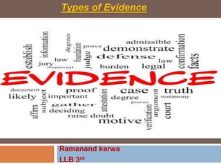 Ramanand karwa
LLB 3rd
Types of Evidence
 