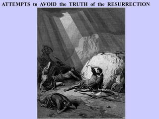 “Now after the Sabbath, as the first
day of the week began to dawn, Mary
Magdalene and the other Mary came
to see the tomb. And behold, there
was a great earthquake; for an angel
of the Lord descended from heaven,
and came and rolled back the stone
from the door, and sat on it. His
countenance was like lightning, and
his clothing as white as snow.
And the guards shook for fear of him,
and became like dead men. But the
angel answered and said to the
women, ‘Do not be afraid, for I know
that you seek Jesus, Who was
crucified. He is not here; for He is
risen, as He said. Come, see the place
where the Lord lay.
 