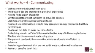 From evidence to actions: How can we use evidence to better inform investment and policy priorities for the livestock sector